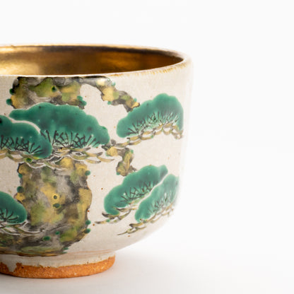 抹茶碗　灰釉内金"老松"　良二 KOTOPOTTER