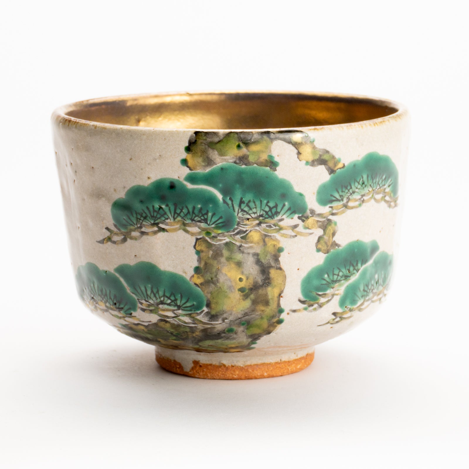 抹茶碗　灰釉内金"老松"　良二 KOTOPOTTER