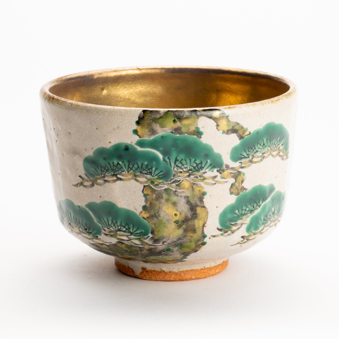 抹茶碗　灰釉内金"老松"　良二 KOTOPOTTER