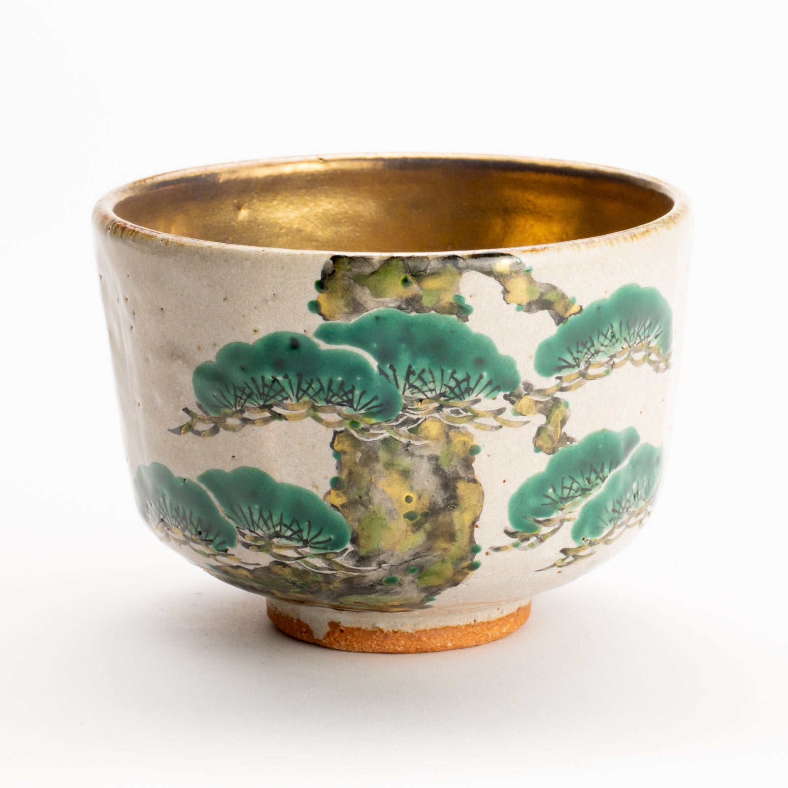 抹茶碗　灰釉内金"老松"　良二 KOTOPOTTER