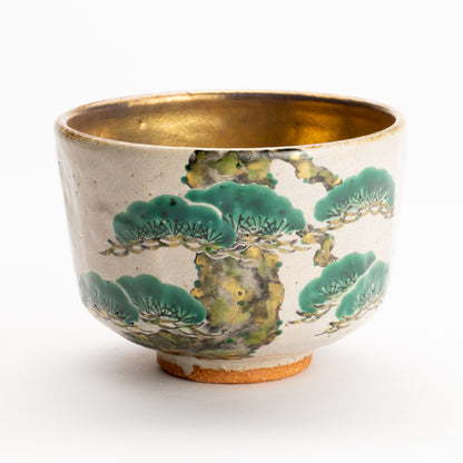 抹茶碗　灰釉内金"老松"　良二 KOTOPOTTER