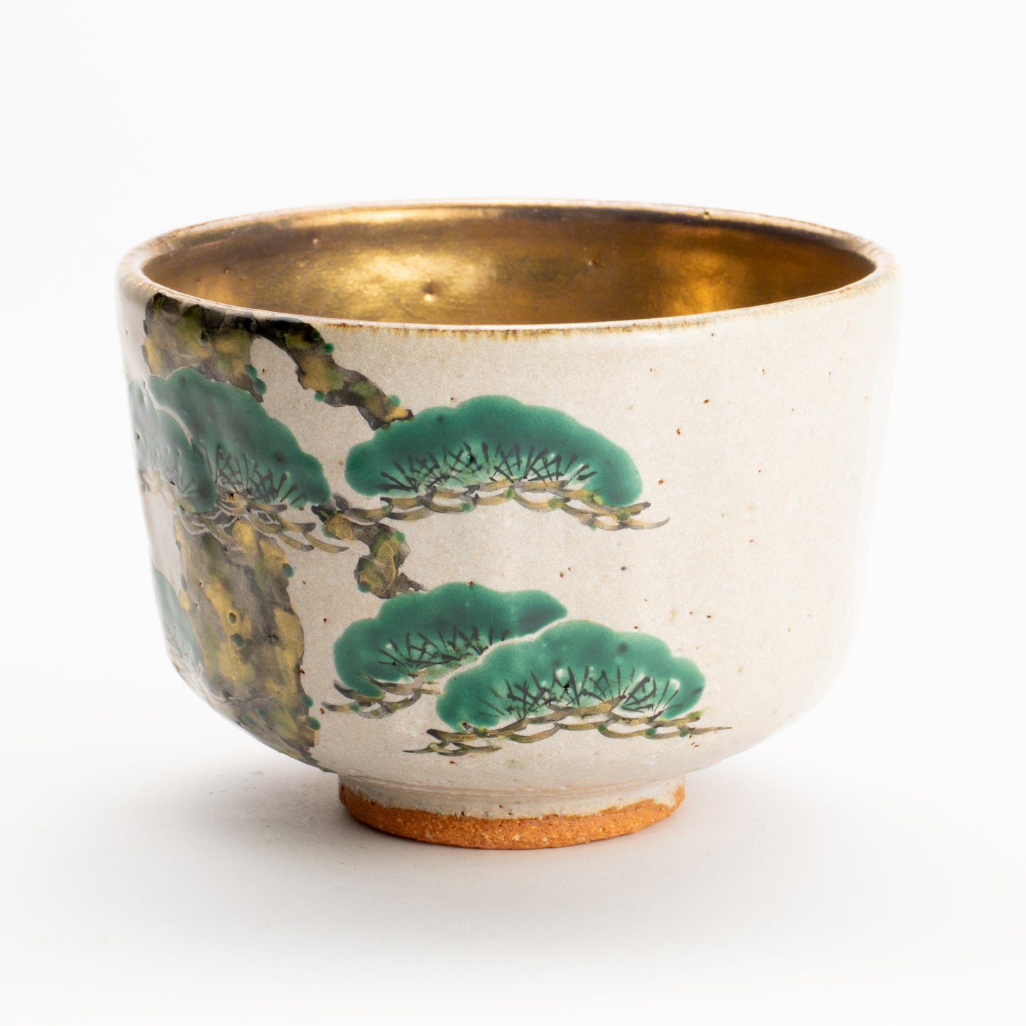 抹茶碗　灰釉内金"老松"　良二 KOTOPOTTER