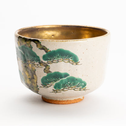 抹茶碗　灰釉内金"老松"　良二 KOTOPOTTER