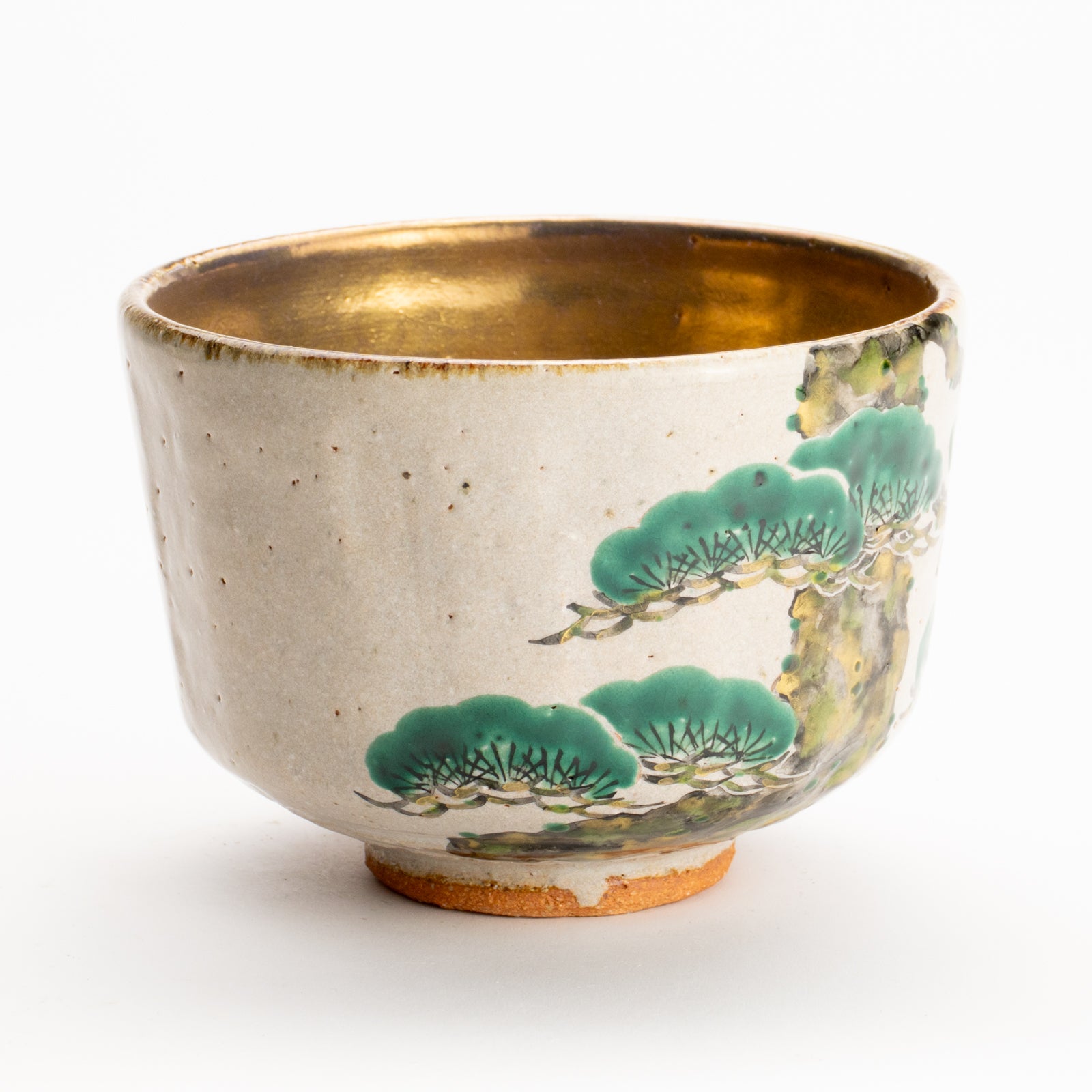 抹茶碗　灰釉内金"老松"　良二 KOTOPOTTER