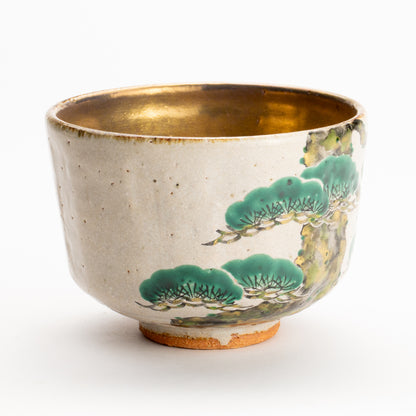 抹茶碗　灰釉内金"老松"　良二 KOTOPOTTER