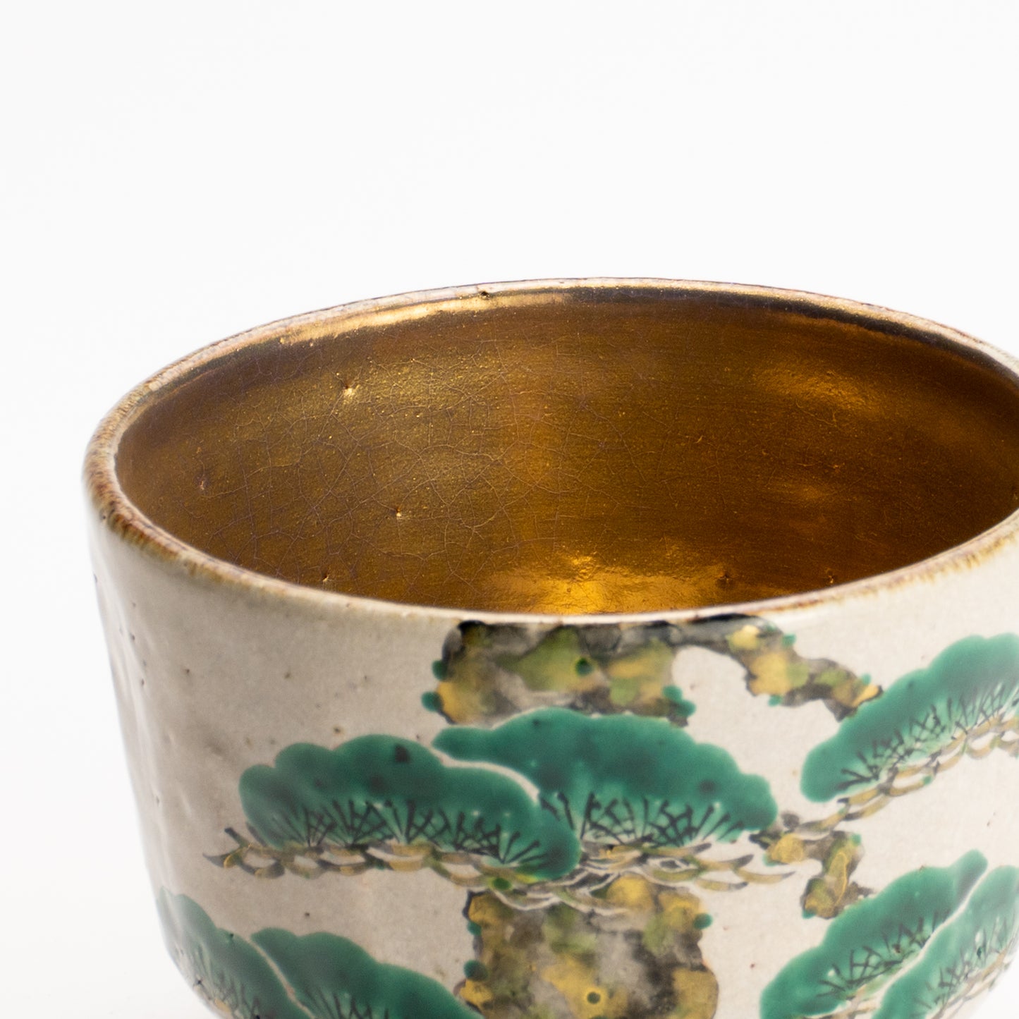 抹茶碗　灰釉内金"老松"　良二 KOTOPOTTER