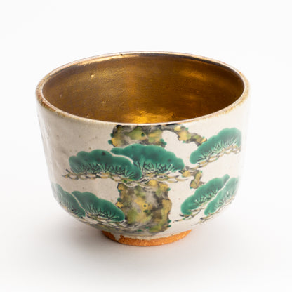 抹茶碗　灰釉内金"老松"　良二 KOTOPOTTER
