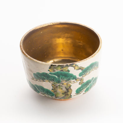 抹茶碗　灰釉内金"老松"　良二 KOTOPOTTER