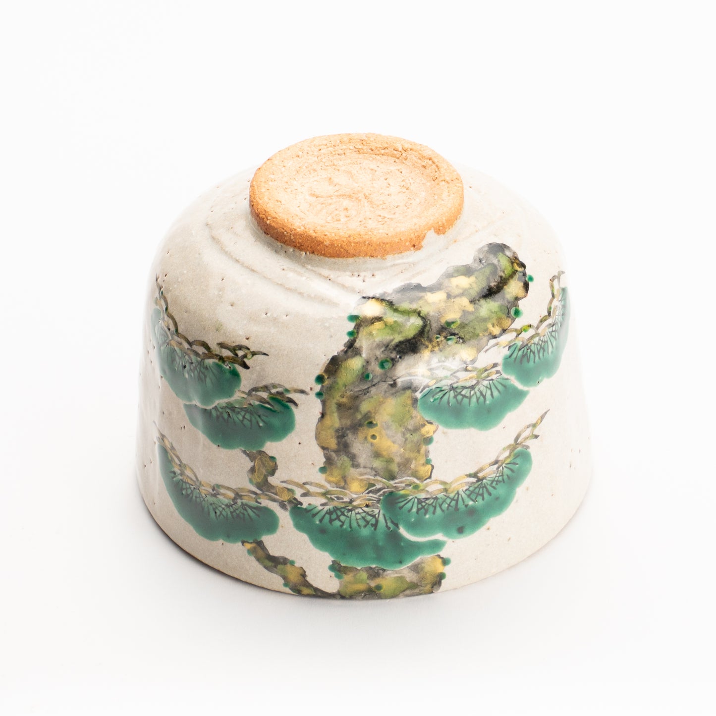 抹茶碗　灰釉内金"老松"　良二 KOTOPOTTER