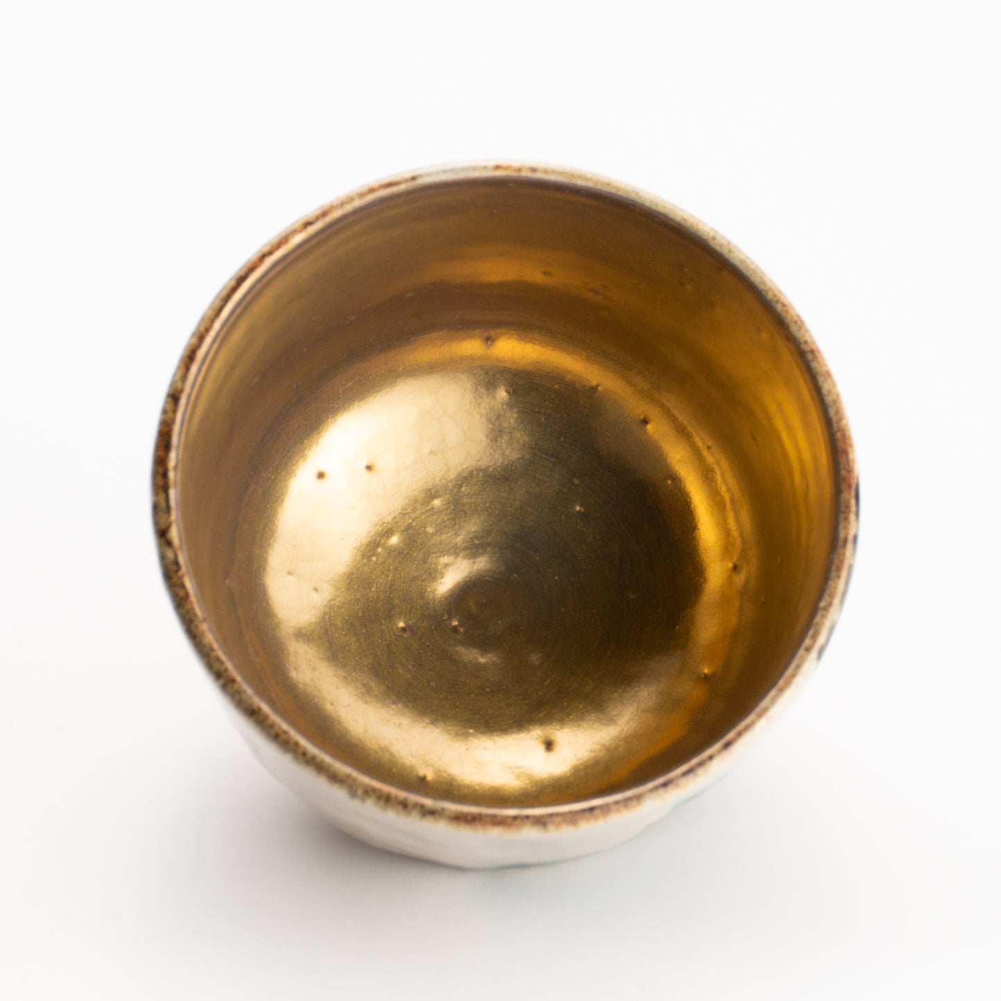 抹茶碗　灰釉内金"老松"　良二 KOTOPOTTER