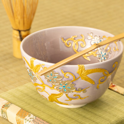 抹茶碗　紫交趾 唐草文様　一如 KOTOPOTTER