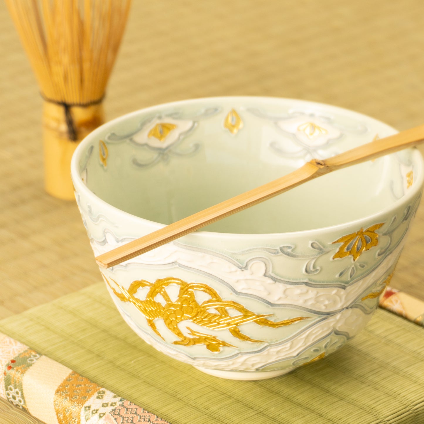 抹茶碗　交趾金箔彩 鳳凰　一如 KOTOPOTTER