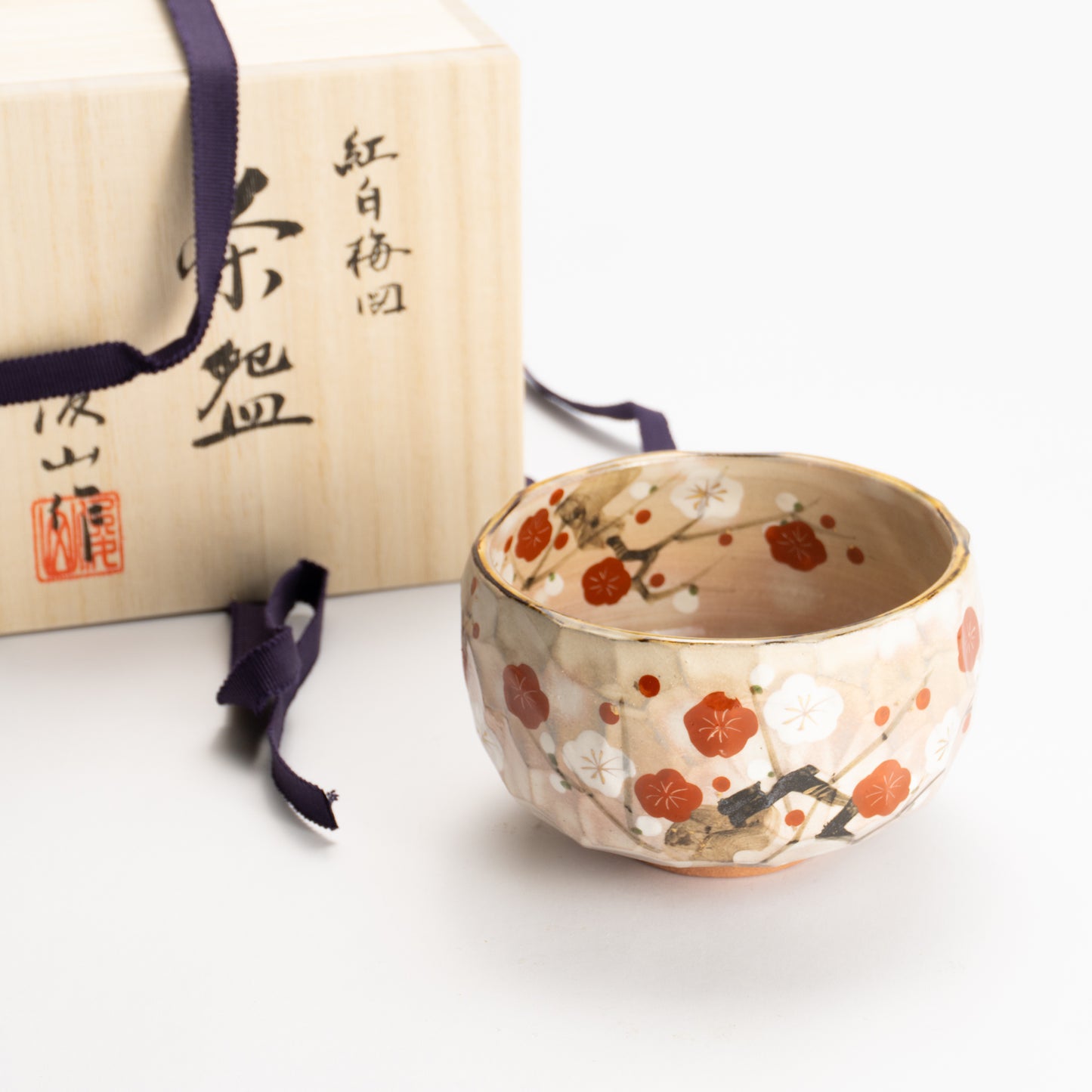 抹茶碗　紅白梅図　俊山窯 KOTOPOTTER