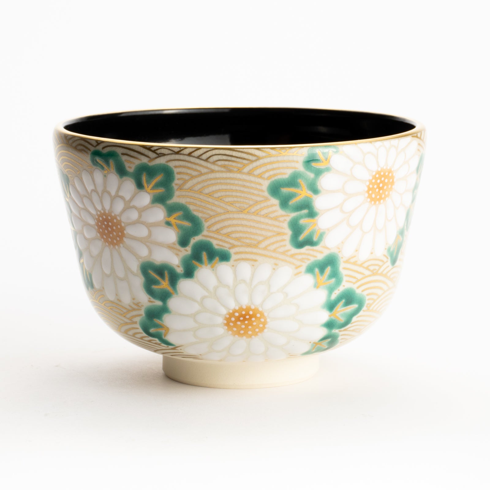 抹茶碗　菊に波　陶楽 KOTOPOTTER