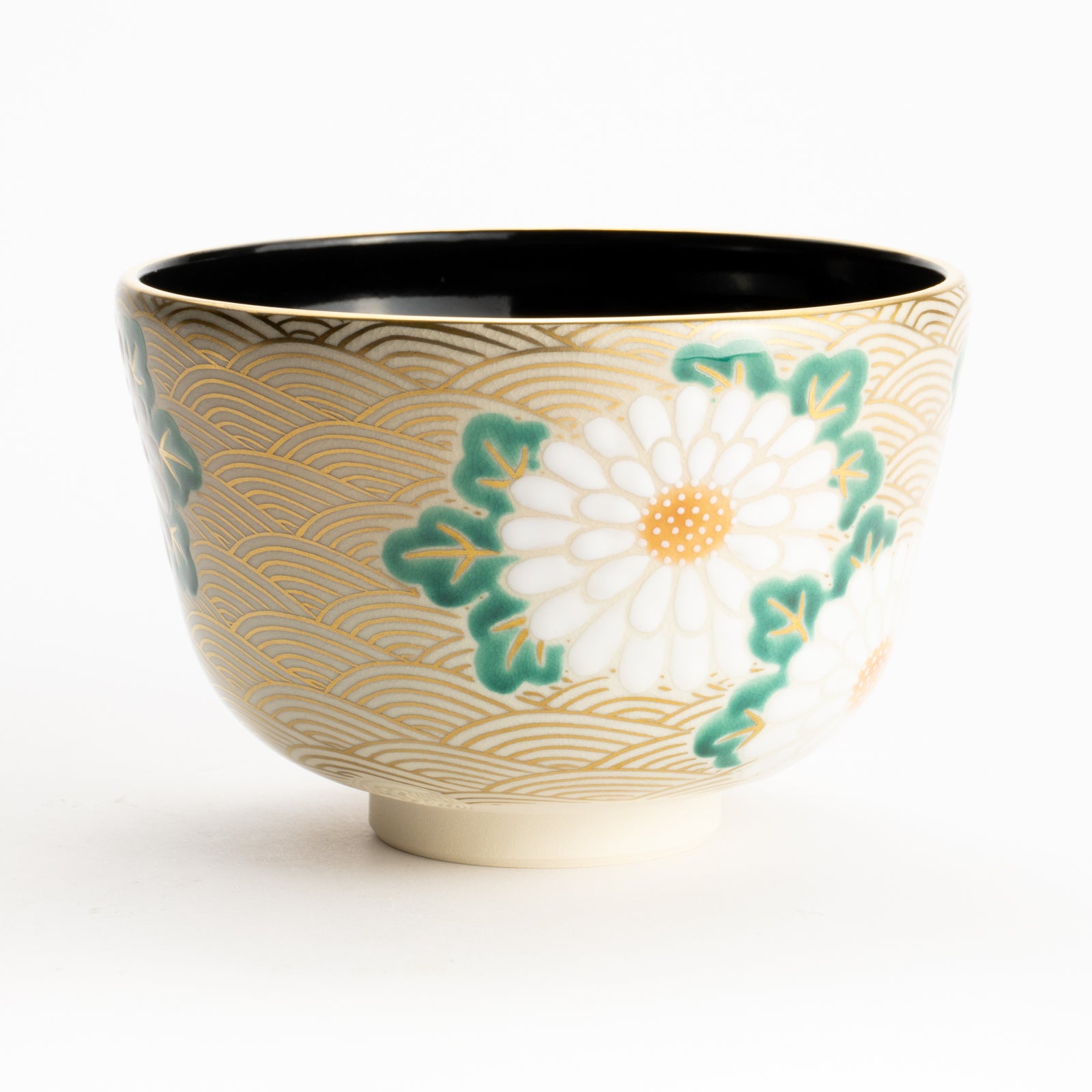 丸紋波に兎 森里陶楽 共箱 抹茶碗 京都 清水焼】抹茶碗 菊に波 陶楽｜コトポッター
