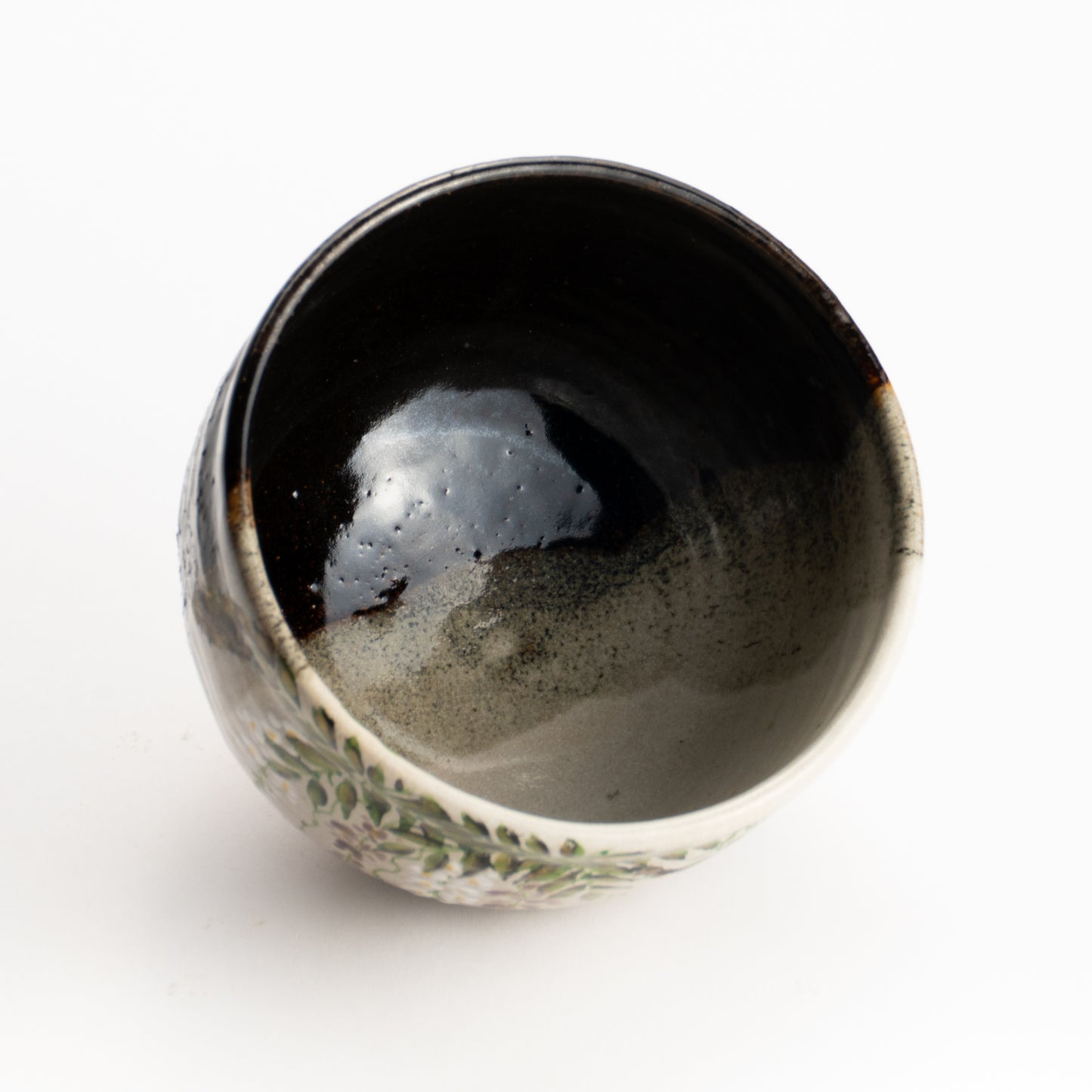 抹茶碗　灰釉掛分 藤絵　中村良二 KOTOPOTTER