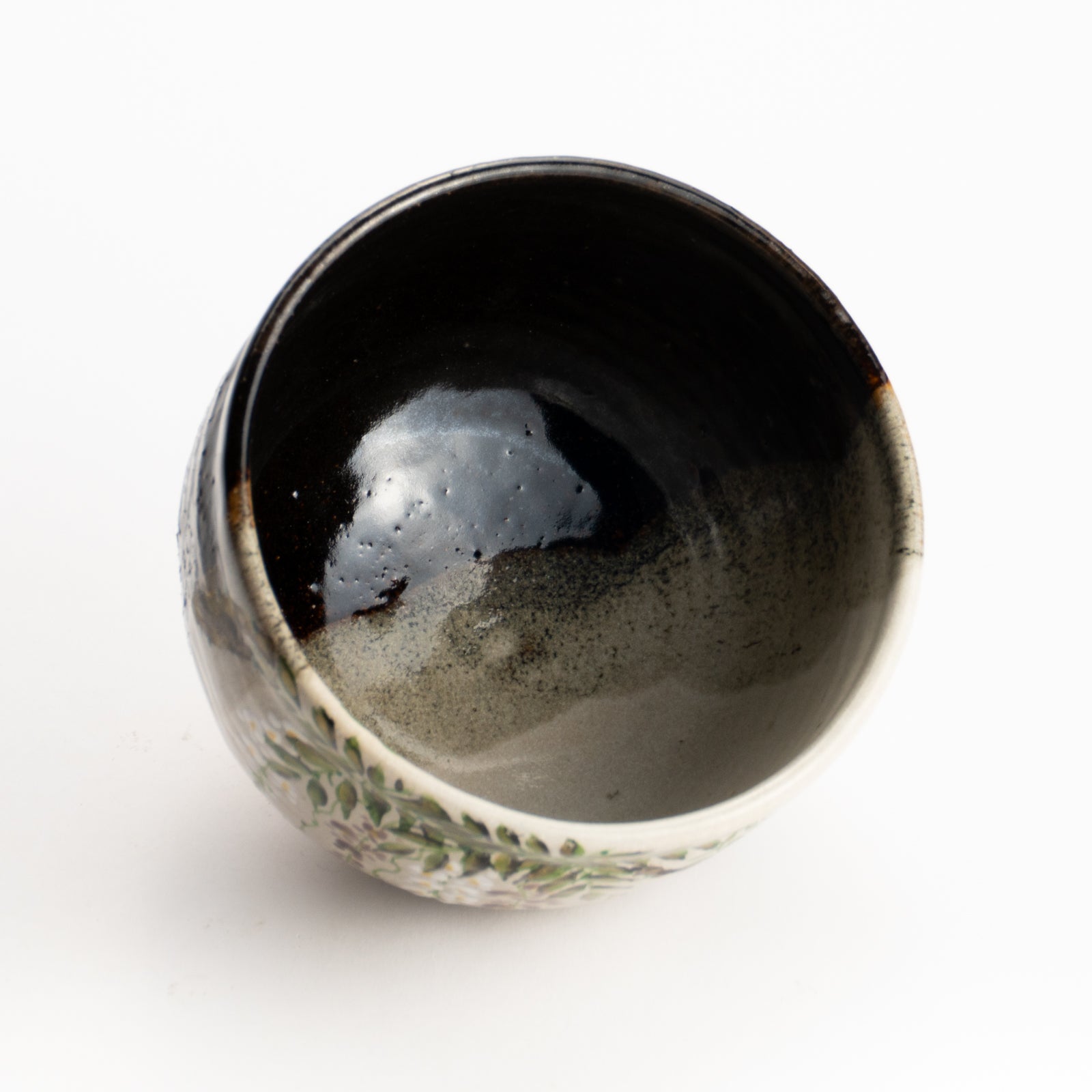 抹茶碗　灰釉掛分 藤絵　中村良二 KOTOPOTTER