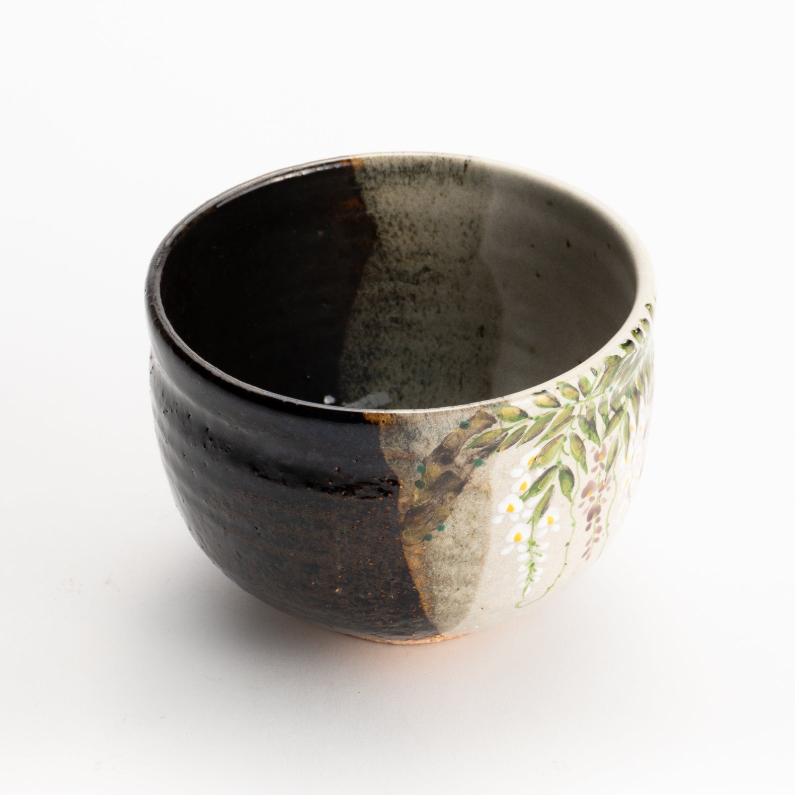 抹茶碗　灰釉掛分 藤絵　中村良二 KOTOPOTTER