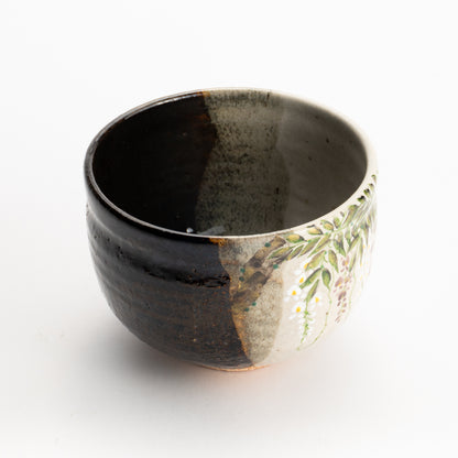 抹茶碗　灰釉掛分 藤絵　中村良二 KOTOPOTTER