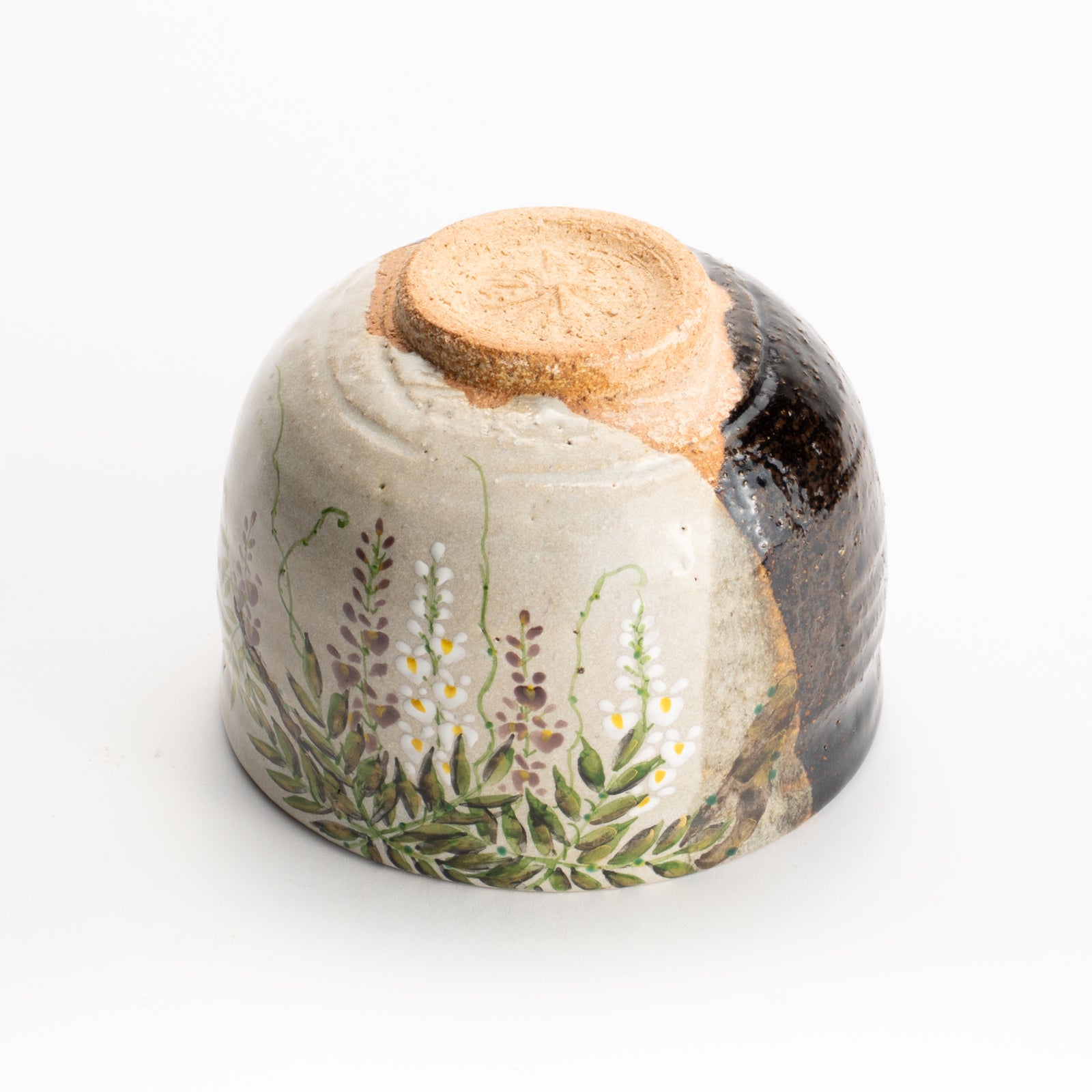 抹茶碗　灰釉掛分 藤絵　中村良二 KOTOPOTTER