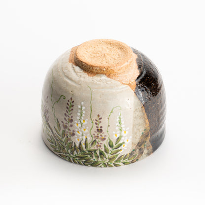 抹茶碗　灰釉掛分 藤絵　中村良二 KOTOPOTTER