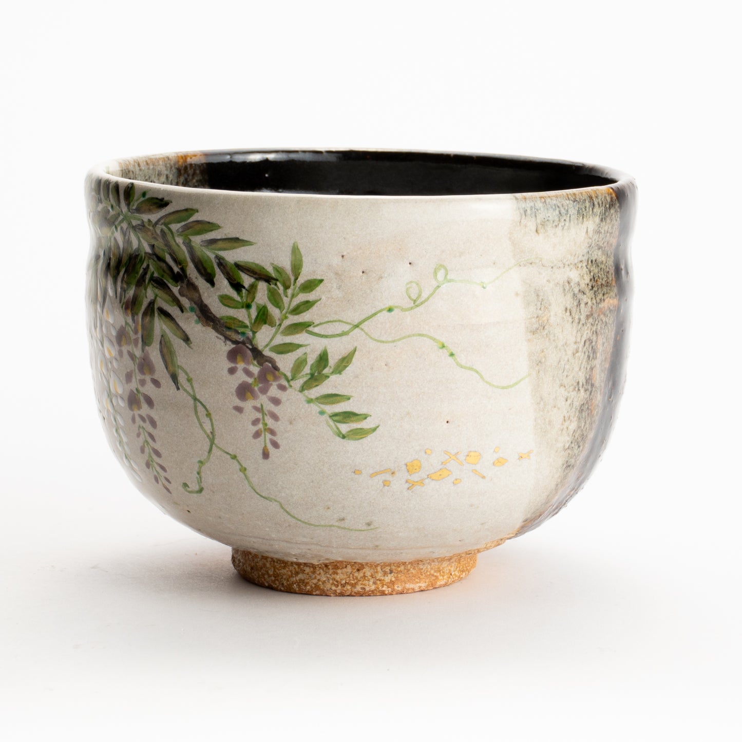 抹茶碗　灰釉掛分 藤絵　中村良二 KOTOPOTTER