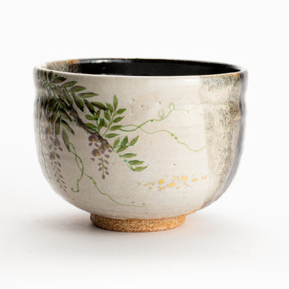 抹茶碗　灰釉掛分 藤絵　中村良二 KOTOPOTTER