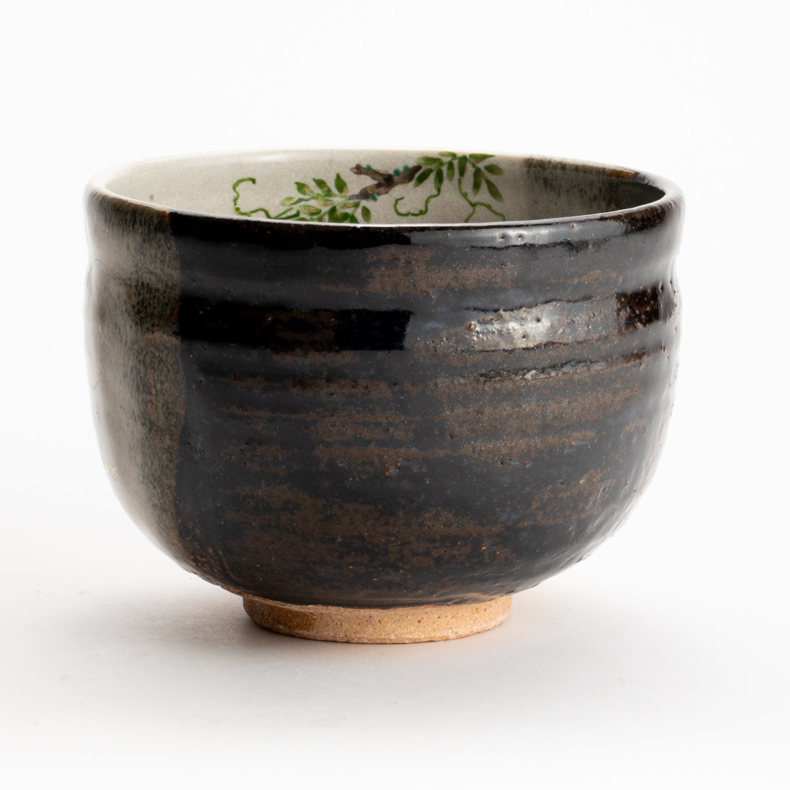 京都清水烧抹茶碗灰釉挂分藤花绘｜中村良二｜KOTOPOTTER