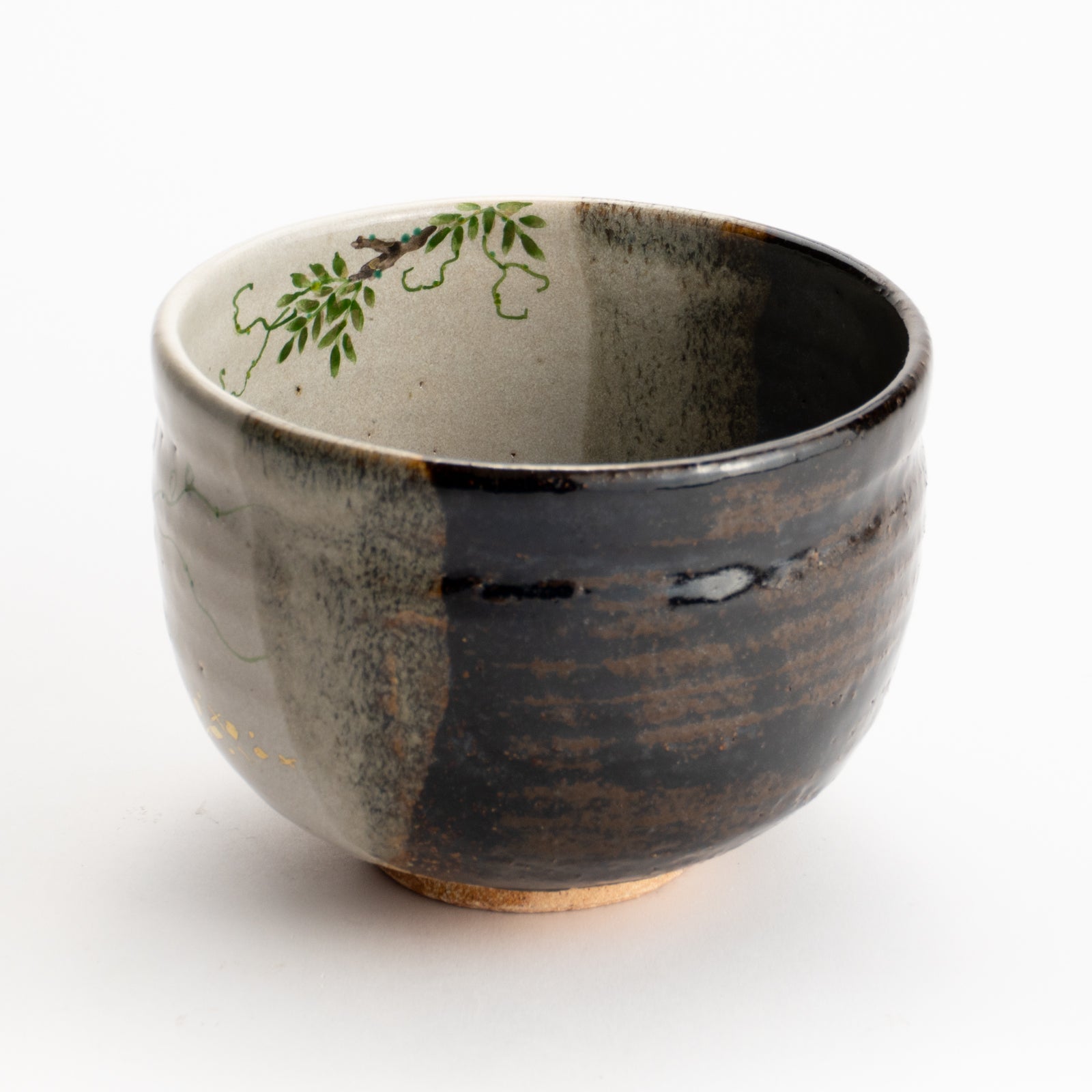 京都清水烧抹茶碗灰釉挂分藤花绘｜中村良二｜KOTOPOTTER