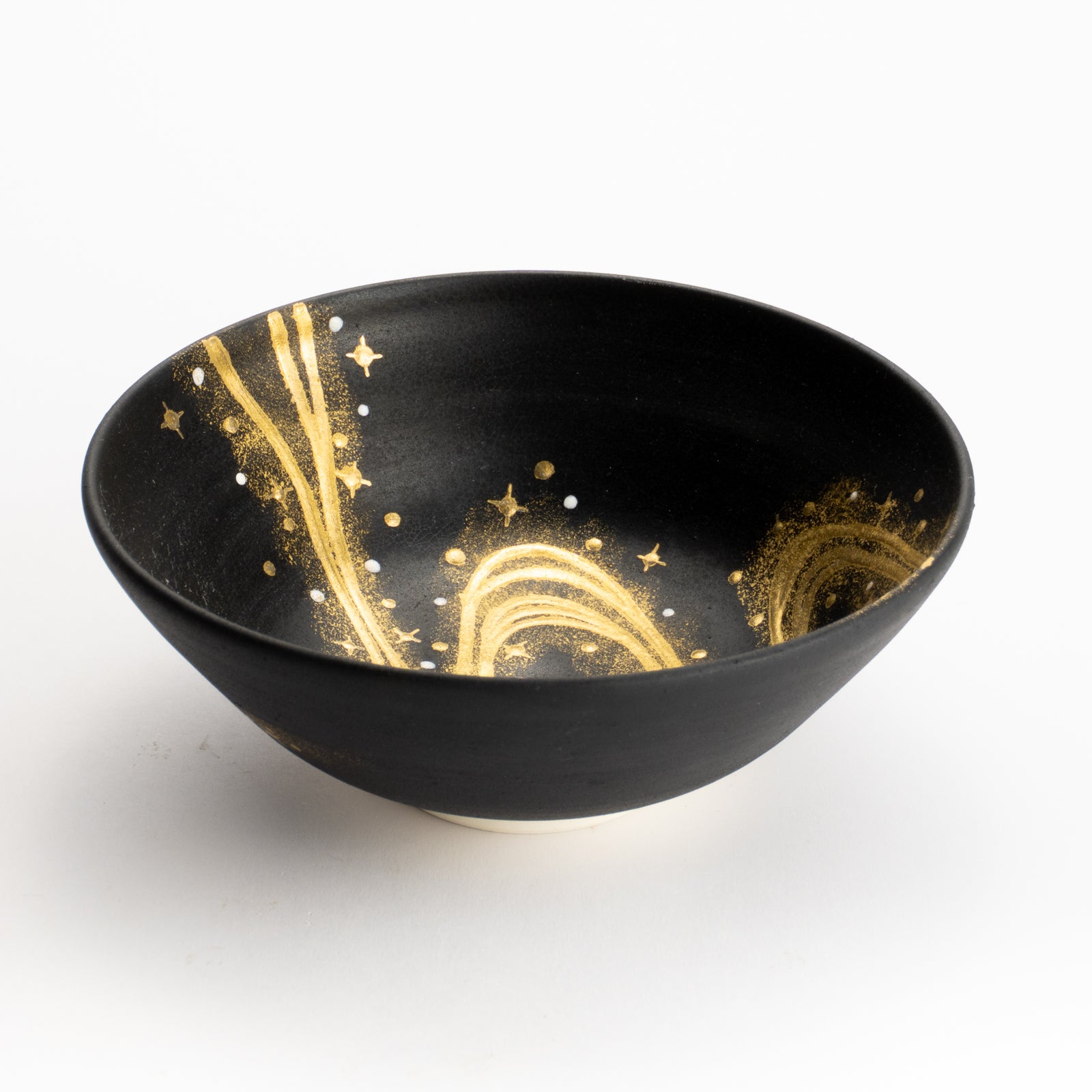 抹茶碗(平)　黒糖金銀彩"銀河"　善昇 KOTOPOTTER