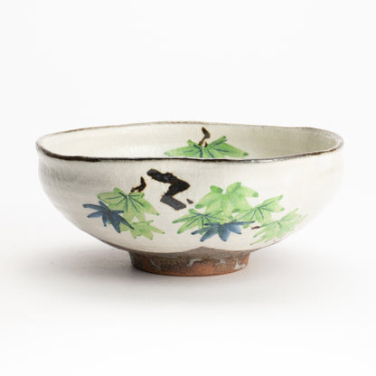 抹茶碗(平)　白化粧"青楓"　与し三 KOTOPOTTER