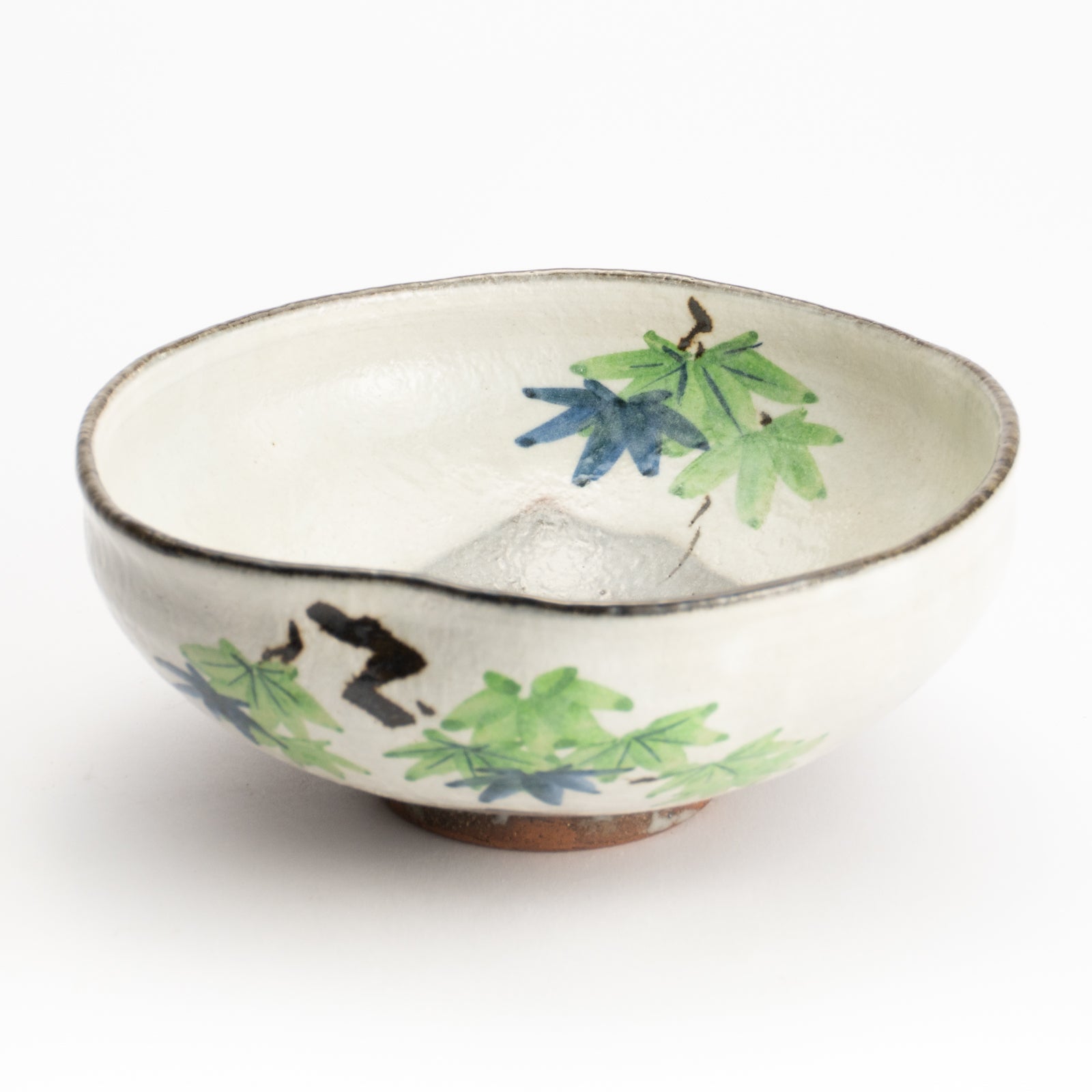 抹茶碗(平)　白化粧"青楓"　与し三 KOTOPOTTER