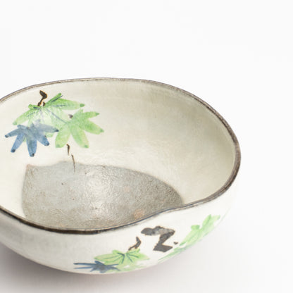 抹茶碗(平)　白化粧"青楓"　与し三 KOTOPOTTER