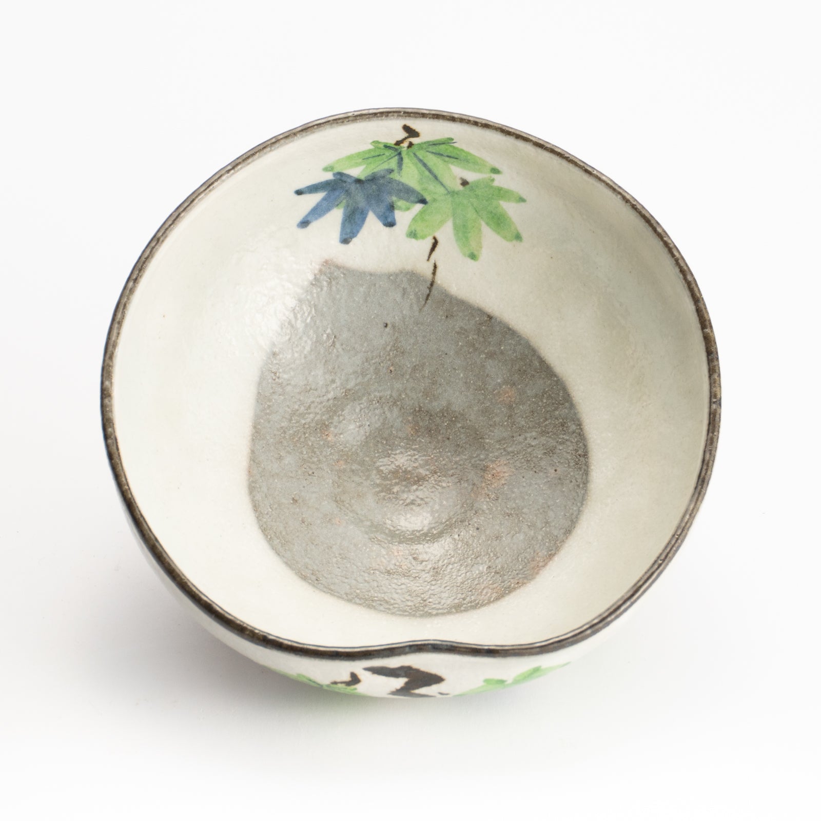 抹茶碗(平)　白化粧"青楓"　与し三 KOTOPOTTER