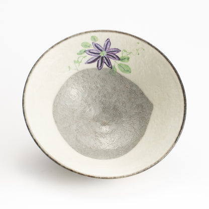 抹茶碗(平)　白化粧"鉄仙"　与し三 KOTOPOTTER