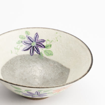 抹茶碗(平)　白化粧"鉄仙"　与し三 KOTOPOTTER