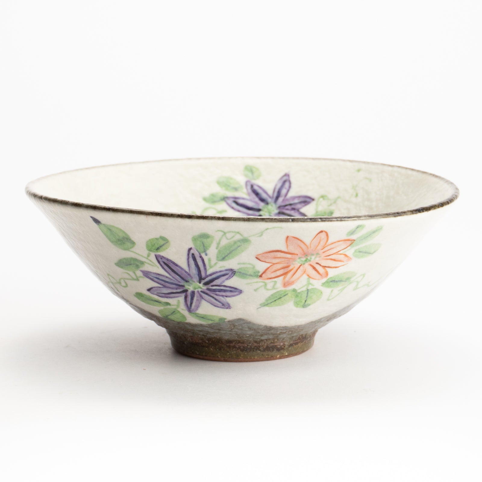 抹茶碗(平)　白化粧"鉄仙"　与し三 KOTOPOTTER