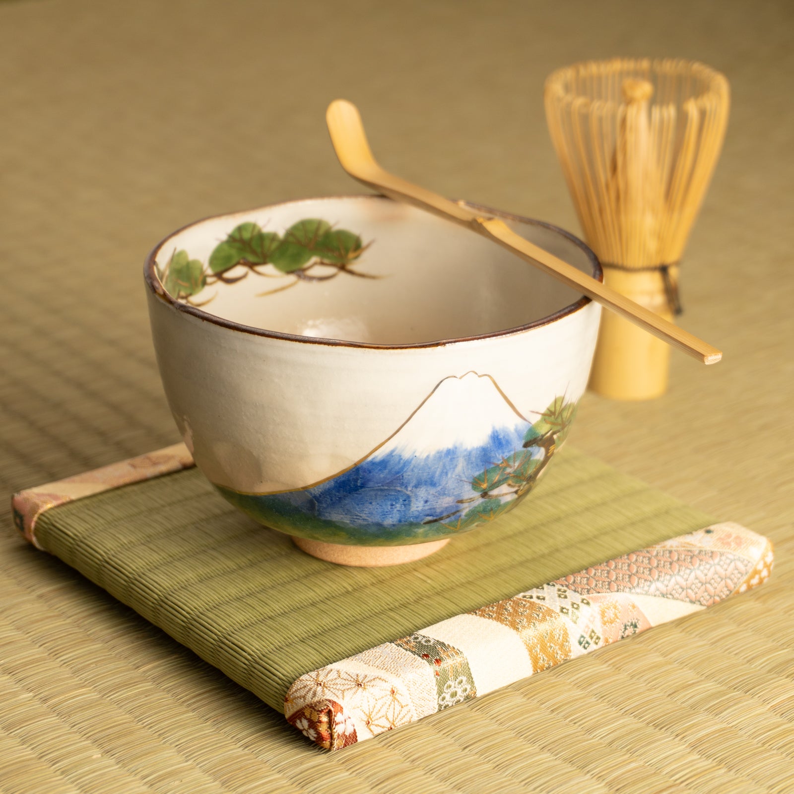 京都清水烧抹茶碗富士与松｜俊山窑｜KOTOPOTTER