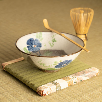 抹茶碗(平)　白化粧"紫陽花"　与し三 (コピー) KOTOPOTTER