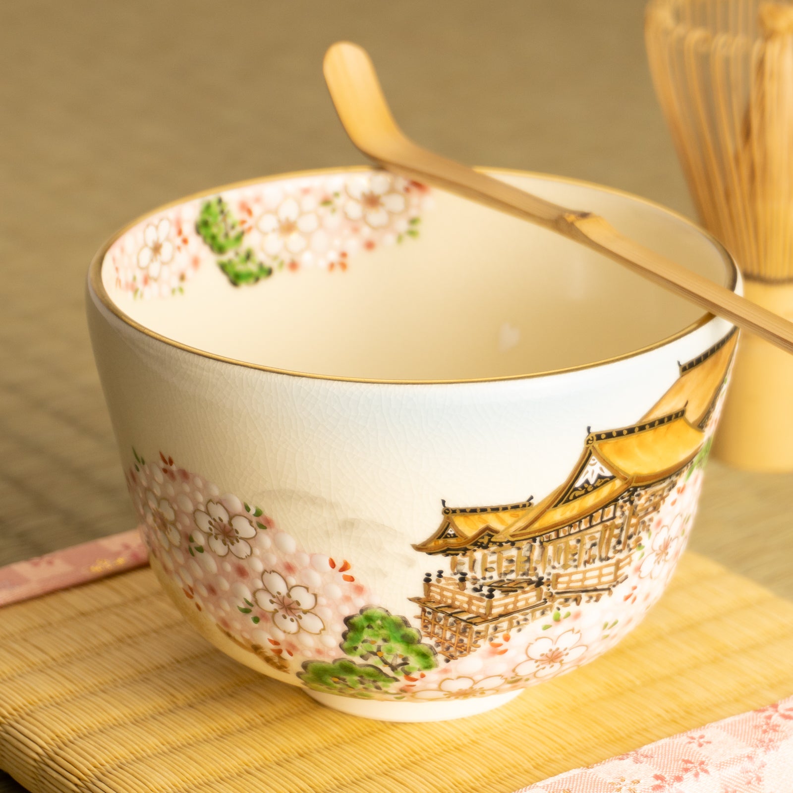 抹茶碗　春の清水寺　陶楽 KOTOPOTTER