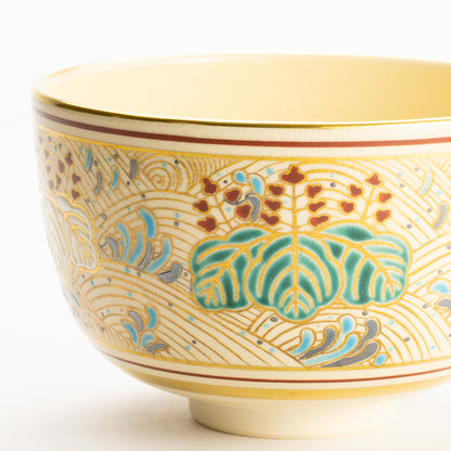 抹茶碗　金彩"桐に波"　雄峰　 KOTOPOTTER