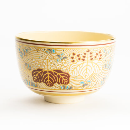 抹茶碗　金彩"桐に波"　雄峰　 KOTOPOTTER