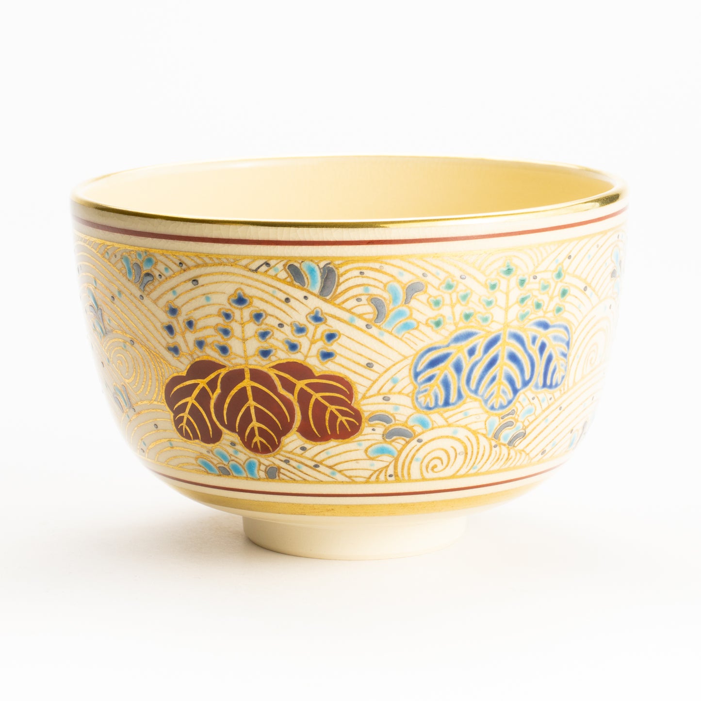 抹茶碗　金彩"桐に波"　雄峰　 KOTOPOTTER