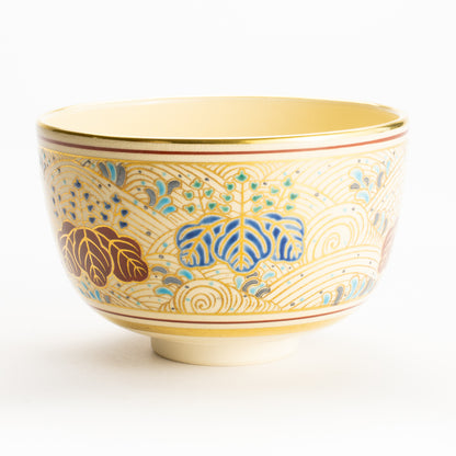 抹茶碗　金彩"桐に波"　雄峰　 KOTOPOTTER