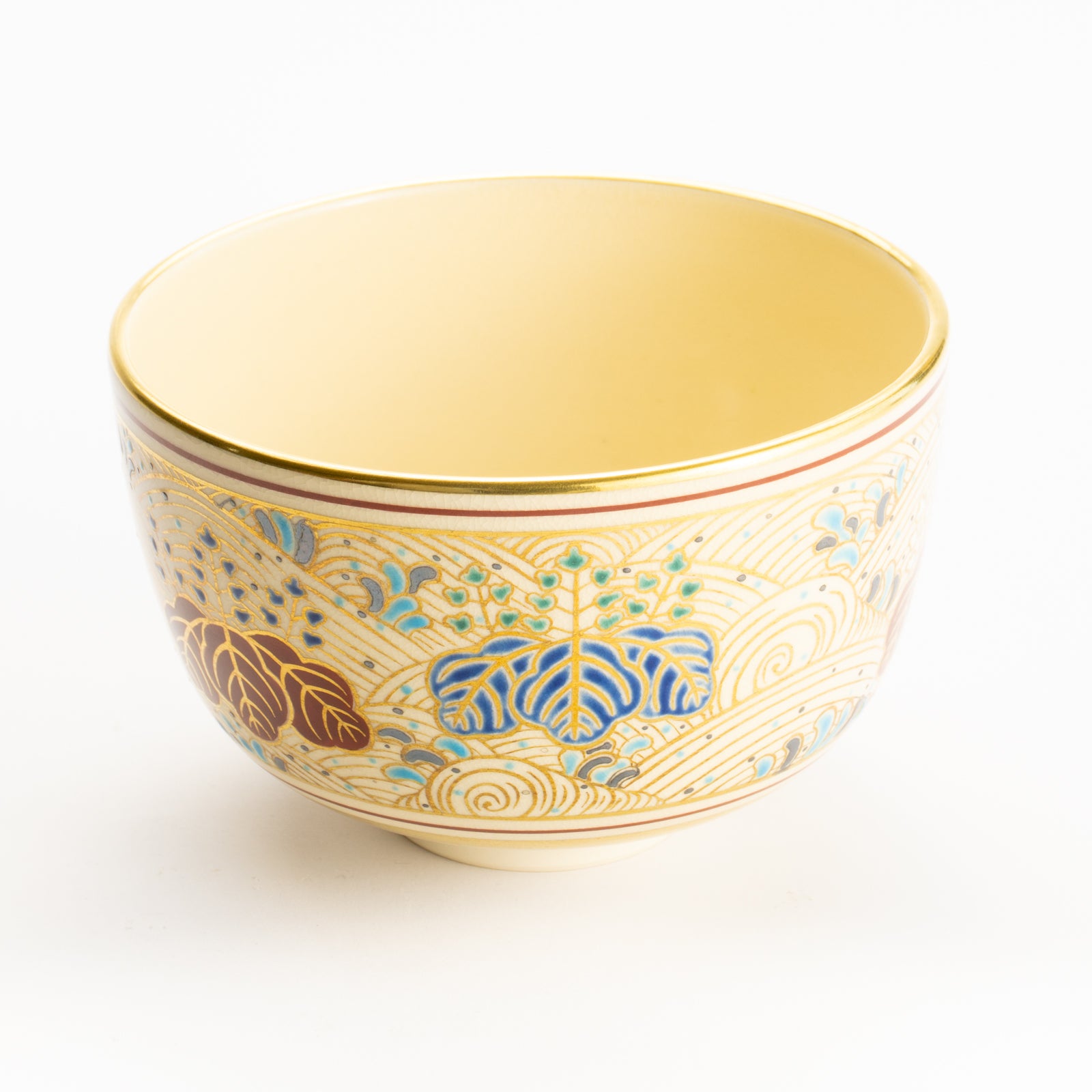 抹茶碗　金彩"桐に波"　雄峰　 KOTOPOTTER