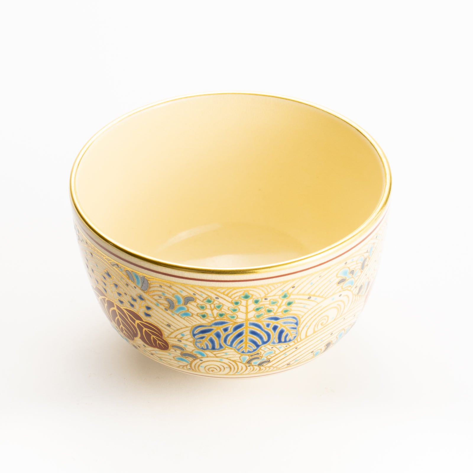 抹茶碗　金彩"桐に波"　雄峰　 KOTOPOTTER