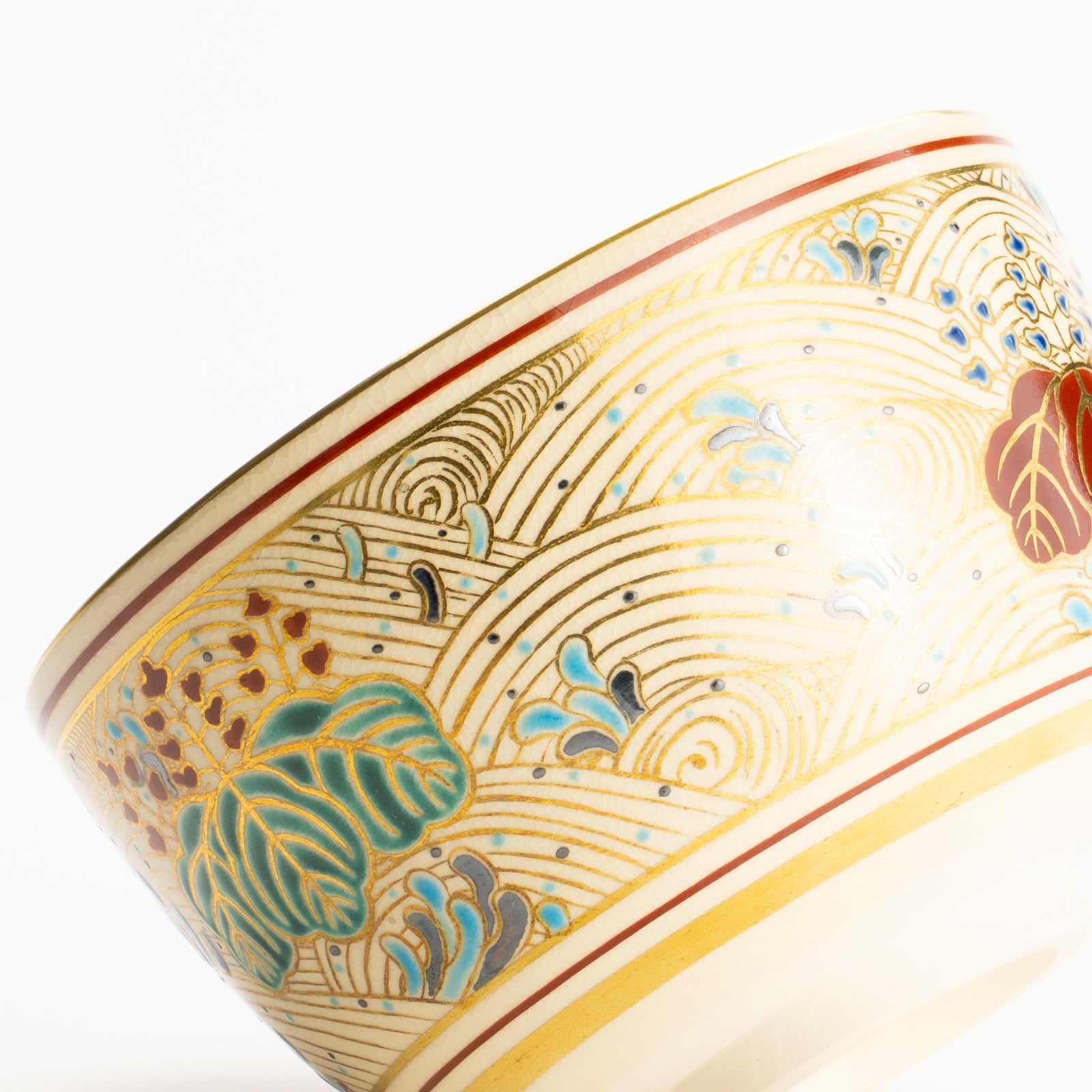 抹茶碗　金彩"桐に波"　雄峰　 KOTOPOTTER