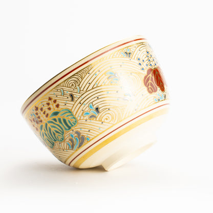 抹茶碗　金彩"桐に波"　雄峰　 KOTOPOTTER