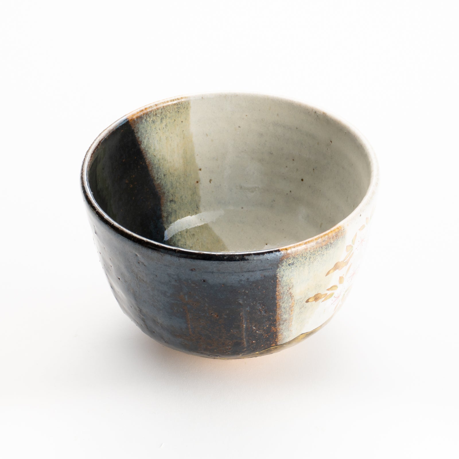 【灰釉碗】雅夫 京都清水烧抹茶碗灰釉挂分富士与樱花｜良二｜KOTOPOTTER