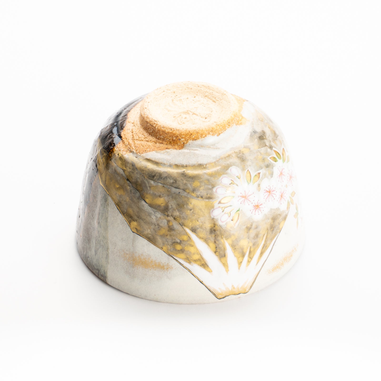 抹茶碗　灰釉掛分 富士に桜　良二 KOTOPOTTER